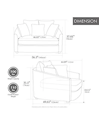 Streamdale Furniture Wide Upholstered Round Cuddle Chaise with Pillows