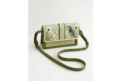 Fable England Women's Embroidered Kingfisher Cross Body Bag