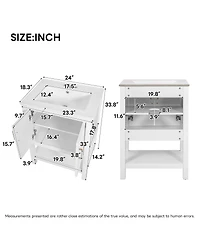 Sillysis 24 Inch Bathroom Vanity with Sink, Modern Solid Wood Mdf Cabinet, Adjustable Shelf and Soft Close Doors, Space Saving Design
