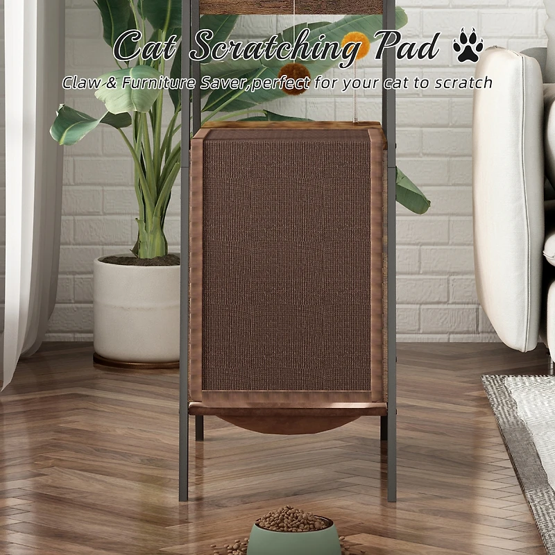 Streamdale Furniture 58-Inch Modern Cat Tree for Large Cats with Scratching Board and Hammock