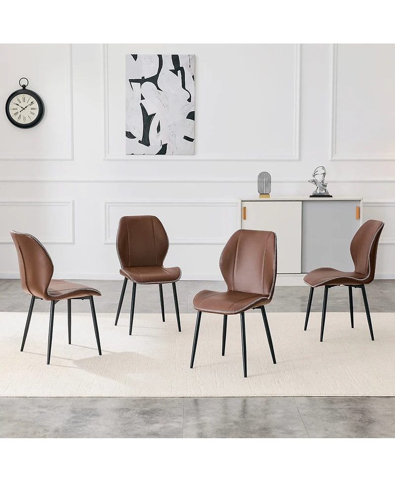 Streamdale FurnitureLuxury Pu Leather Dining Chairs with Metal Legs