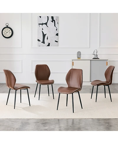 Streamdale FurnitureLuxury Pu Leather Dining Chairs with Metal Legs