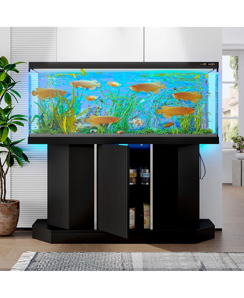 Streamdale Furniture 55-75 Gallon Aquarium Stand with Power Outlet and Storage, 880LBS Capacity