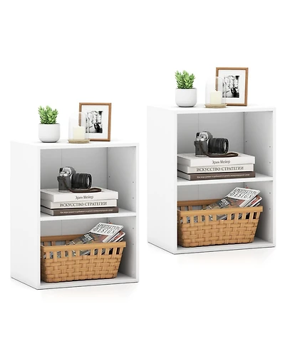 Gymax 2 Piece 2-Cube Bookcase Floor Standing Open Bookshelf with 5-Position Adjustable Shelf