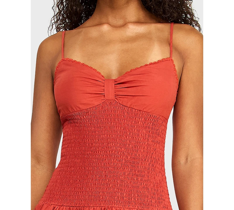 Alexa & Sophia Juniors' V-Neck Embroidered Eyelet Dress with Tiered Skirt and Lace Trim Detail