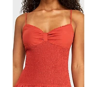 Alexa & Sophia Juniors' V-Neck Embroidered Eyelet Dress with Tiered Skirt and Lace Trim Detail