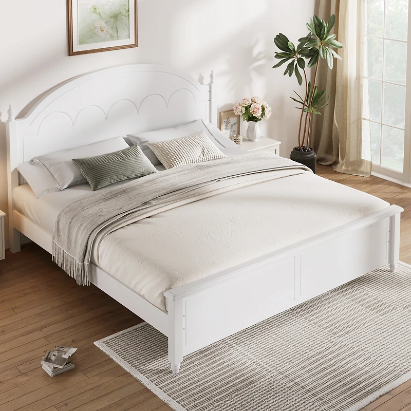 Streamdale Furniture Wooden Bed Frame with Arched Headboard and Classic Design