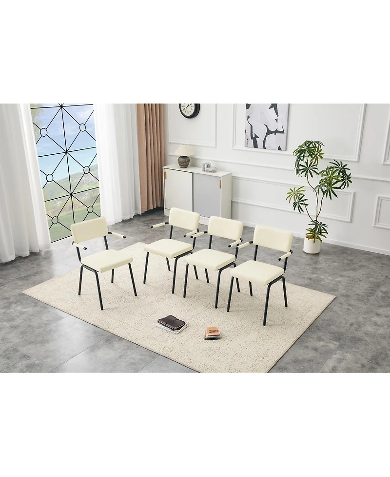 Streamdale Furniture Huggable Upholstered Dining Chairs with Leather and Metal Legs