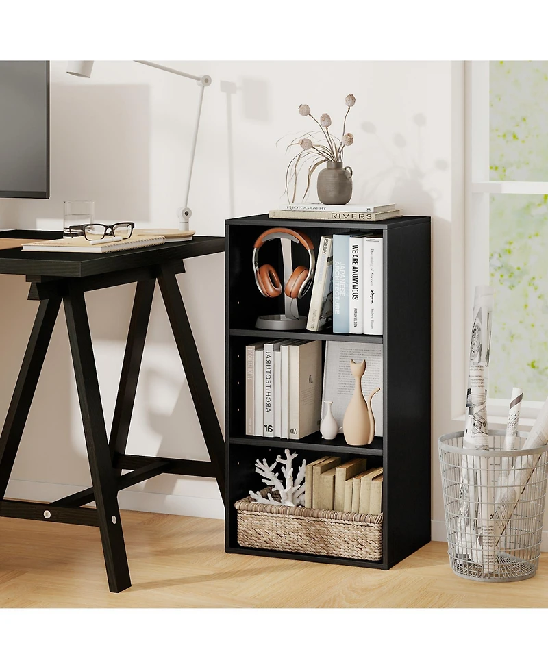 Gymax 2 Piece 3-Tier Cube Bookcase Modern Open Bookshelf with Adjustable Shelves
