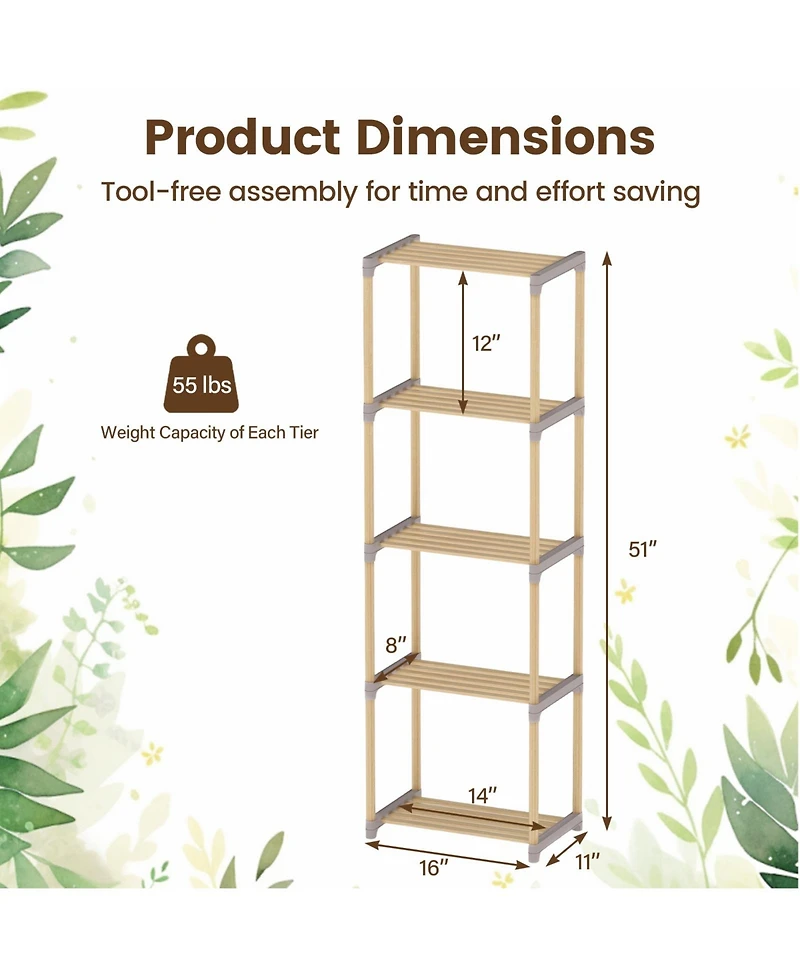 Gymax 2 Piece -Tier Bookshelf with Open Shelves Freestanding Storage Organizer for Home