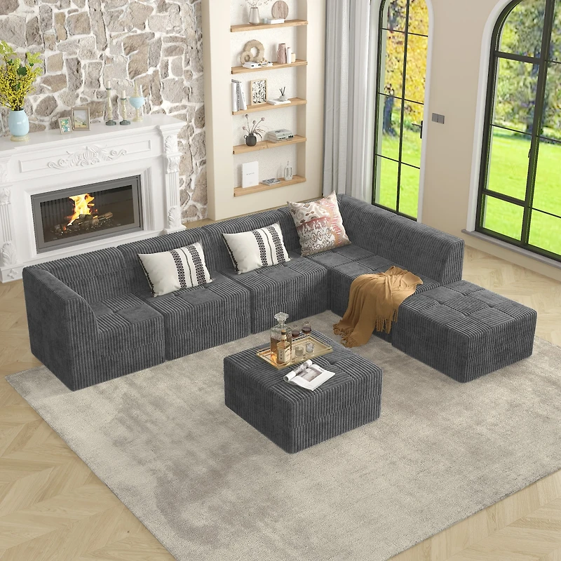Streamdale Furniture Modern Minimalist Corduroy Sectional Sofa