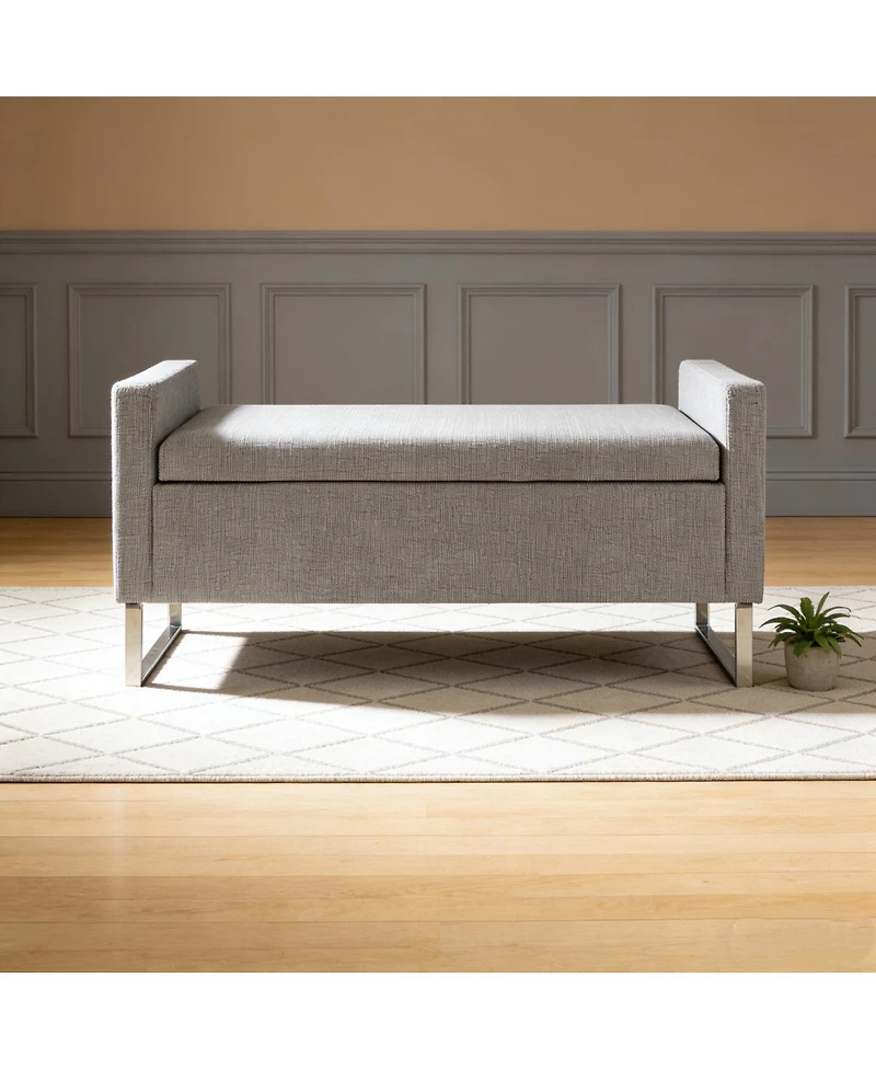 Streamdale Furniture 47" Upholstered Storage Ottoman Bench with Metal Base