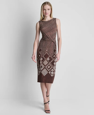 Dkny Women's Sleeveless Side Knot Midi Dress