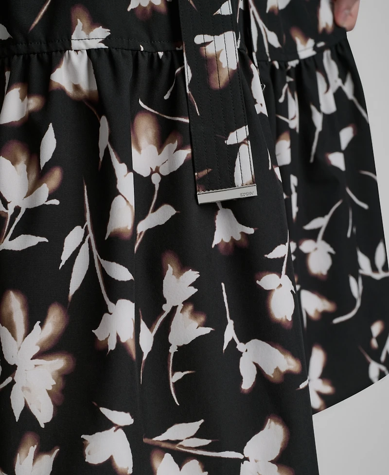 Dkny Women's Flutter-Sleeve Tiered Printed Midi Dress