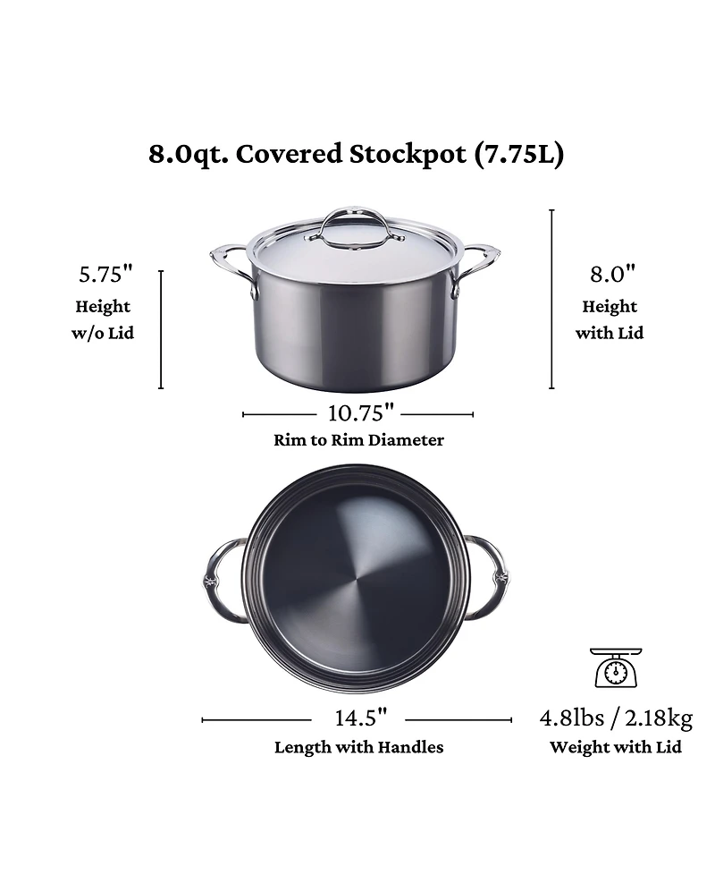 Hestan NanoBond Titanium Stainless Steel 8-Quart Covered Stock Pot
