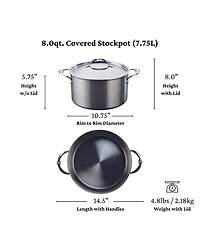 Hestan NanoBond Titanium Stainless Steel 8-Quart Covered Stock Pot