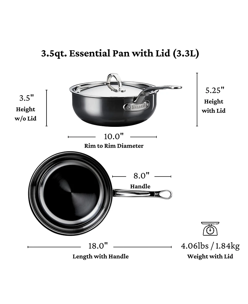 Hestan NanoBond Titanium Stainless Steel 3.5-Quart Covered Essential Pan