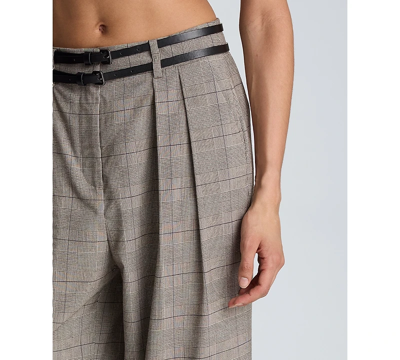 Kenneth Cole Women's Wide Leg Double Belt Pants