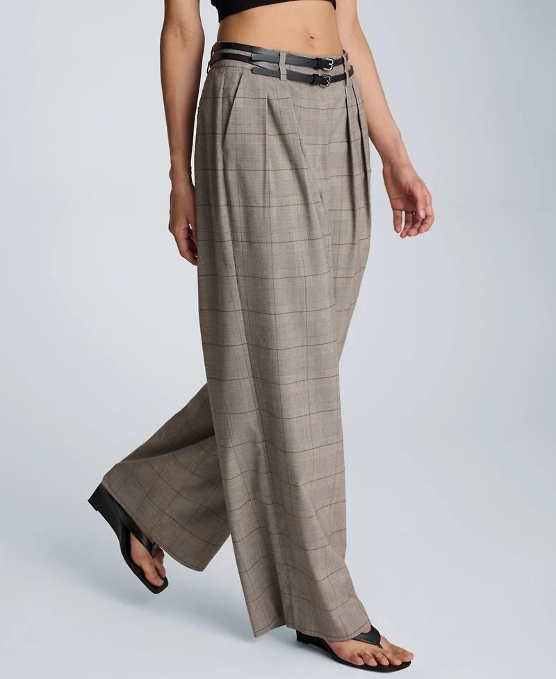 Kenneth Cole Women's Wide Leg Double Belt Pants