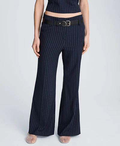 Kenneth Cole Women's Pinstripe Belted Flare Pants