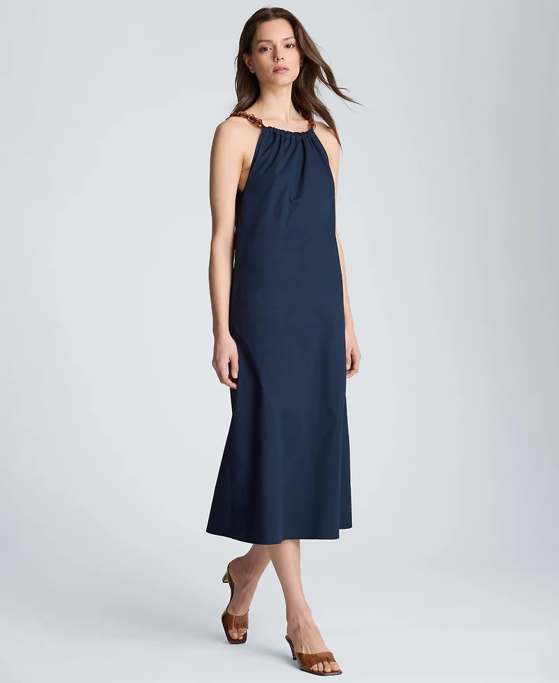 Kenneth Cole Women's Cotton-Blend Halter Neck Midi Dress