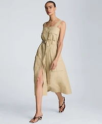Kenneth Cole Women's Cotton-Blend Cargo Midi Dress