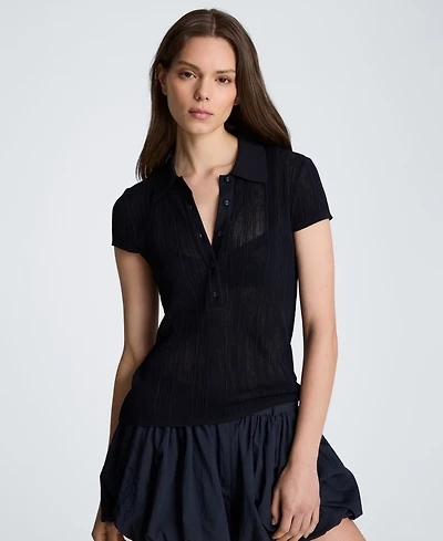 Kenneth Cole Women's Short-Sleeve Polo Sweater Top
