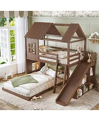 Streamdale Furniture House Bunk Bed with Storage, Wardrobe, and Slide