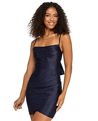 Emerald Sundae Juniors' Glitter Knit Cowl Neck Dress