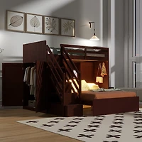 Streamdale Furniture Bunk Bed with Storage Stairs, Wardrobe,Usb