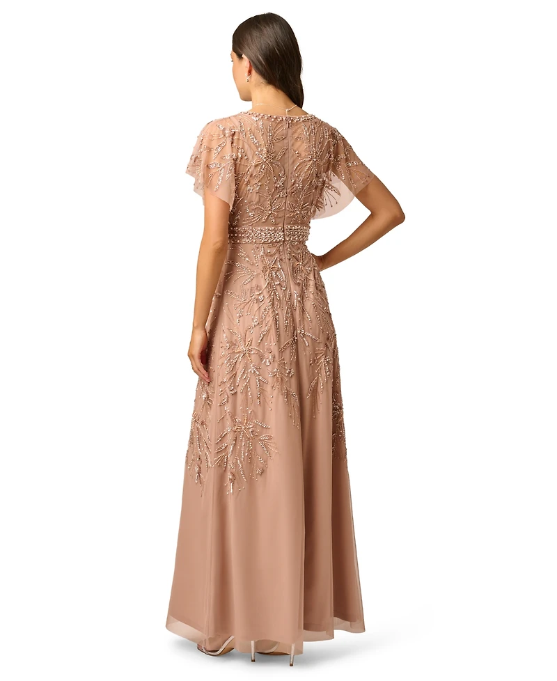 Adrianna Papell Women's Beaded Mesh Gown