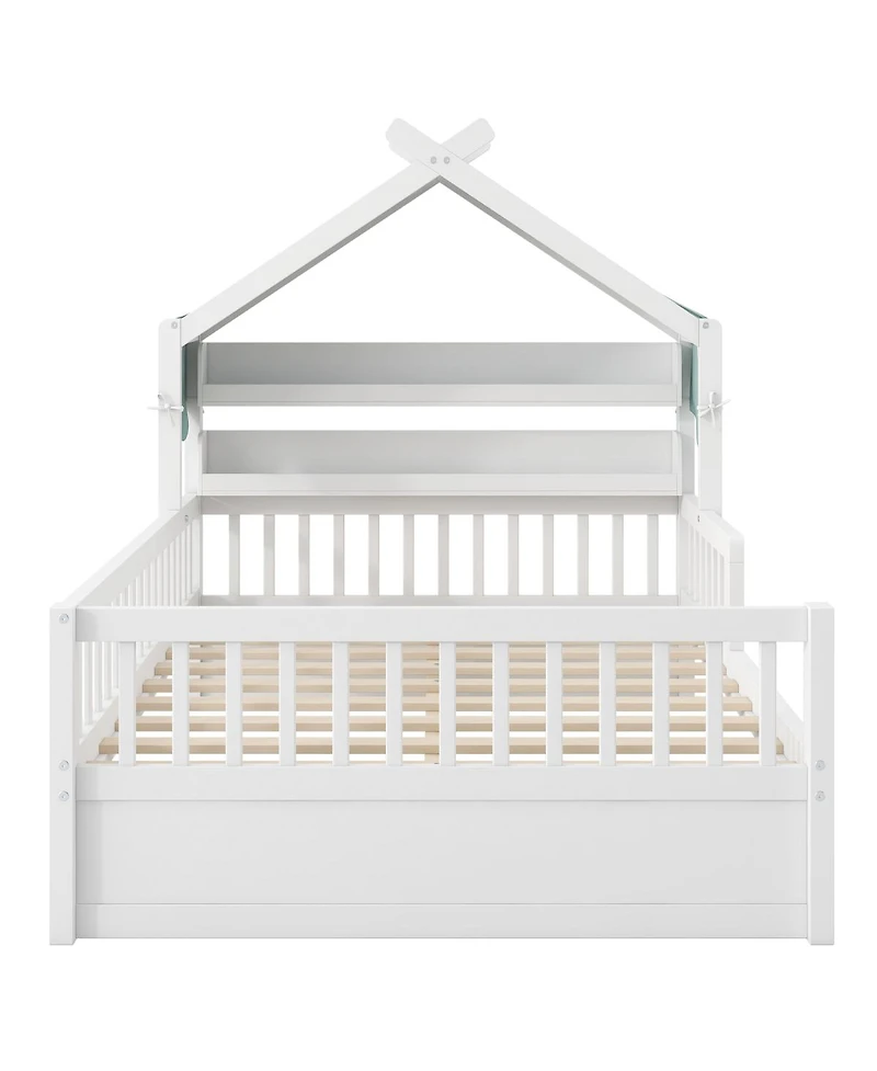 Streamdale Furniture Full Size Wooden House Bed with Storage Headboard Shelf