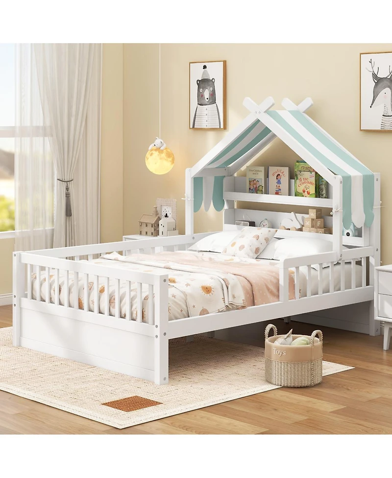 Streamdale Furniture Full Size Wooden House Bed with Storage Headboard Shelf