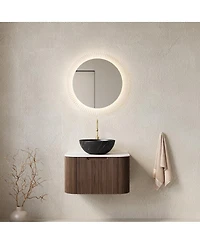 Sillysis Wall Mounted Bathroom Vanity with Ceramic Basin, Sintered Stone Countertop, Soft Close Drawer, Pre-assembled