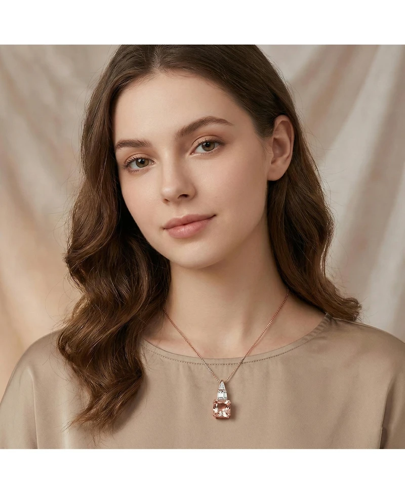Genevive 18K Rose Gold Plated Cubic Zirconia Pendant Necklace