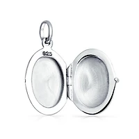 Bling Jewelry Simple Plain Oval Keepsake Photo Locket Necklace Holds Pictures .925 Sterling Silver