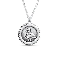 Bling Jewelry Prayer Jesus Medal Pendant Necklace Religious Medallion .925 Sterling Silver