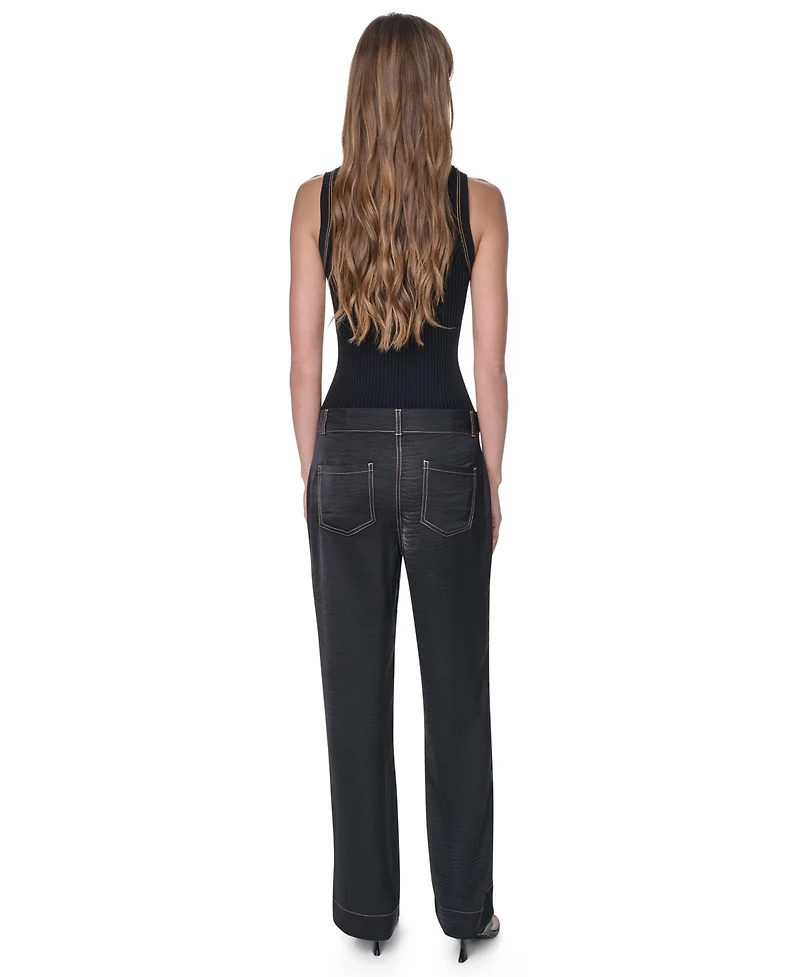 Dkny Women's Straight-Leg Top Stitch Pants