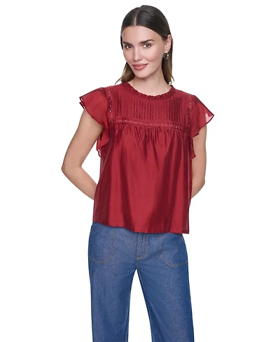 Dkny Women's Pin-Tucked Studded Blouse