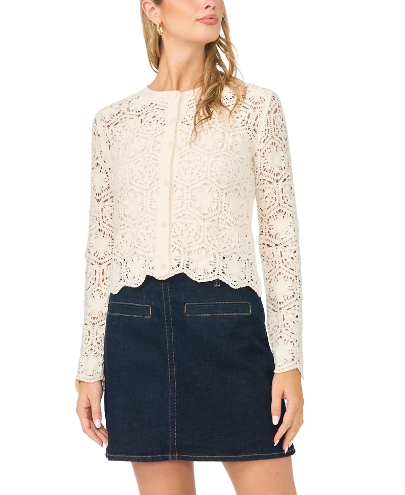 Vince Camuto Women's Crochet Detail Cardigan Sweater