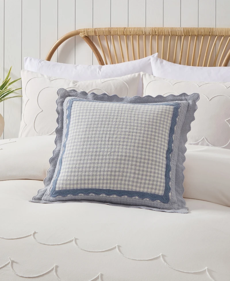 Peri Home Gingham Scallop Decorative Pillow, 20" x 20"
