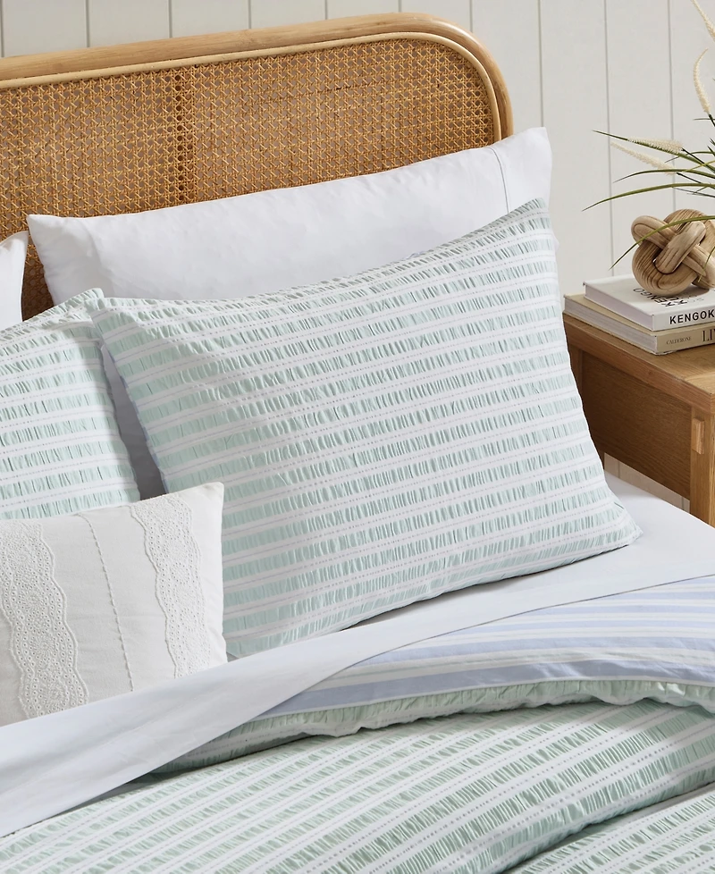 Peri Home Seersucker Stripe 3-Piece Duvet Cover Set