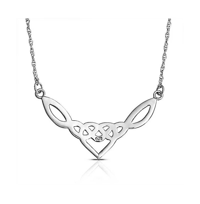 Bling Jewelry Romantic Celtic Love Knot Heart Collar Necklace Irish Triquetra Trinity .925 Sterling Silver