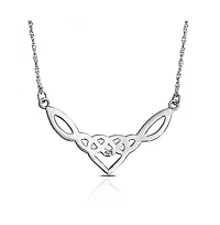 Bling Jewelry Romantic Celtic Love Knot Heart Collar Necklace Irish Triquetra Trinity .925 Sterling Silver