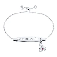 Bling Jewelry Petite Bear Charm Blank Name Identification Id Bolo Bracelet .925 Sterling Silver 5- 6" Adjustable