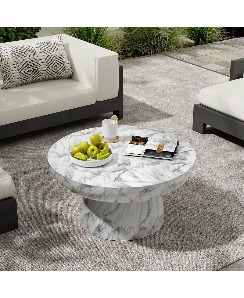 Streamdale Furniture Faux Marble Coffee Table for Both Indoor and Outdoor Use