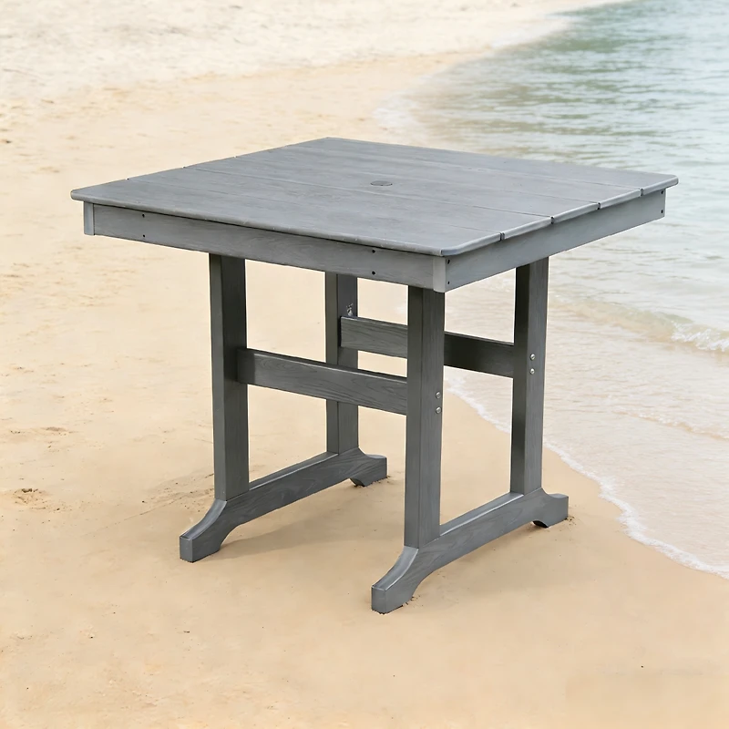 Streamdale Furniture Modern Hdpe Weather-Resistant Outdoor Dining Table with Umbrella Hole