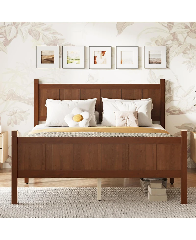 Streamdale Furniture Minimalist Modern Full Size Platform Bed with Wood Grain Finish