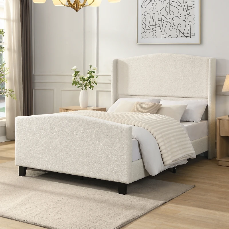 Streamdale Furniture Upholstered Full Bed Frame with High Headboard and Footboard