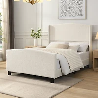 Streamdale Furniture Upholstered Full Bed Frame with High Headboard and Footboard